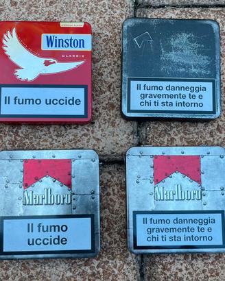Custodie in latta di sigarette Winston e Marlboro