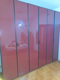 Armadio 6 ante laccato rosso lucido 