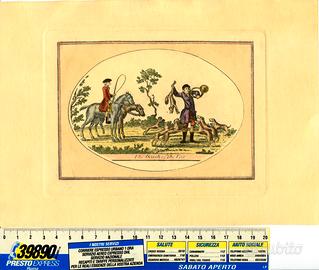 Vecchia Stampa con Passepartout e foglio Acetato