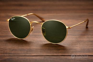 Occhiali Ray-Ban RB3447 Round Oro Verde Nuovi