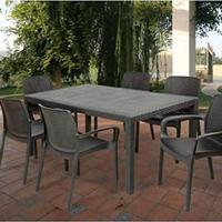 Tavolo + 6 sedie con rinforzi in pvc