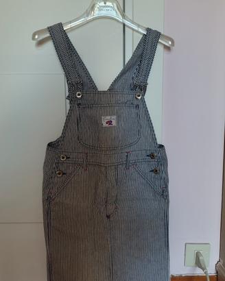 Salopette ragazzina bianca e blu Benetton