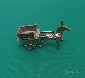 argento 800 carretto con cavallo anni 60-70