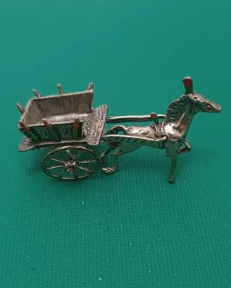 argento 800 carretto con cavallo anni 60-70