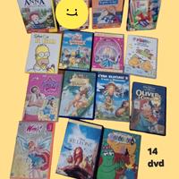 14 dvd per bambini lotto misto Disney Pixar ecc.