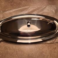 Vassoio/Pesciera ovale in acciaio inox con coperch