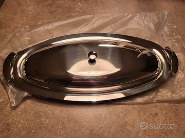 Vassoio/Pesciera ovale in acciaio inox con coperch