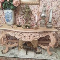 consolle in  legno lavorata a mano