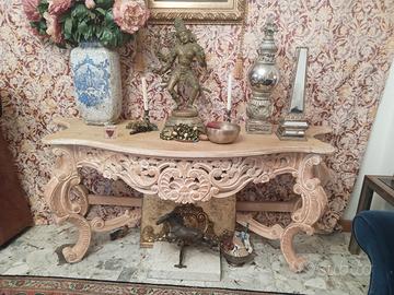 consolle in  legno lavorata a mano
