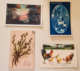 Lotto 4 cartoline augurali Buona Pasqua anni ’30
