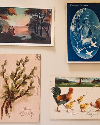 Lotto 4 cartoline augurali Buona Pasqua anni ’30