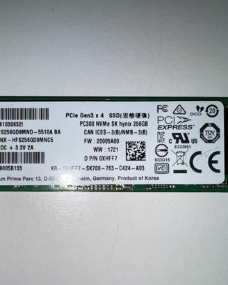 SSD NVMe Gen3 256GB Hynix