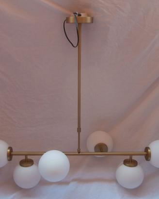 LAMPADARIO A SOSPENSIONE 6 GLOBI IN VETRO , FRANCE