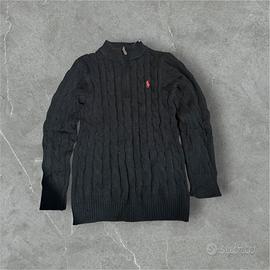 Maglione Nero a trecce Ralph Lauren
