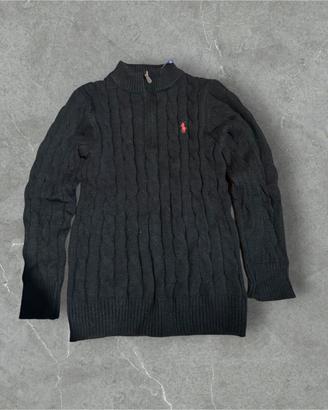 Maglione Nero a trecce Ralph Lauren