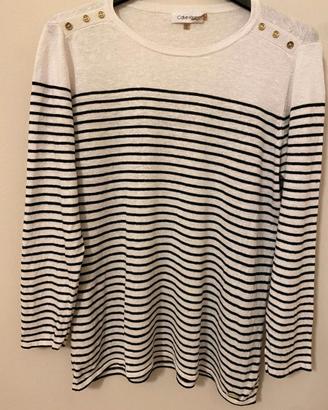 Maglia da donna a righe bianche e nere