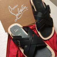 ciabatte sandalo uomo N.44pelle nera Louboutin ori