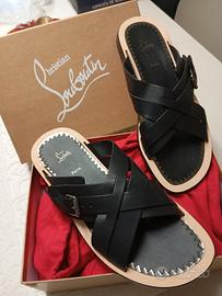 ciabatte sandalo uomo N.44pelle nera Louboutin ori