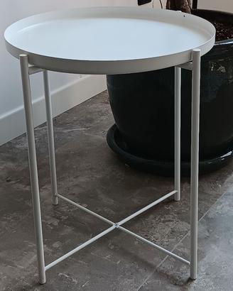 Tavolino in metallo laccato bianco opaco