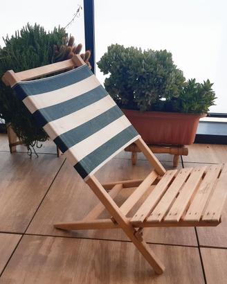 Piccola sedia sdraio/ spiaggina pieghevole vintage