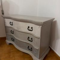 Comò bombato shabby chic 3 cassetti grigio