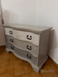 Comò bombato shabby chic 3 cassetti grigio