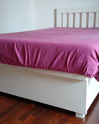 letto contenitore 1 piazza e mezza legno bianco