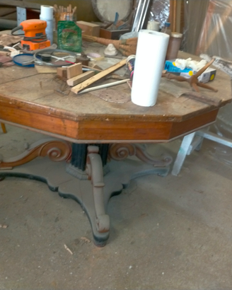 Tavolo in legno antico ottagonale