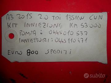 Kit iniettori e pompa audi a3 2.0 tdi motore cun