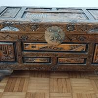 BAULE/CASSAPANCA CINESE IN LEGNO INTAGLIATO