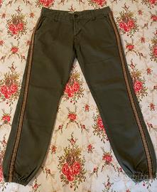 Pantaloni verde militare,vita bassa,Miss Miss