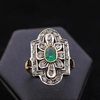 ANELLO VINTAGE FLOWER ORO SMERALDO 0.28CT DIAMANTI