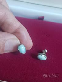 Orecchini in argento con pietra turchese (Larimar)