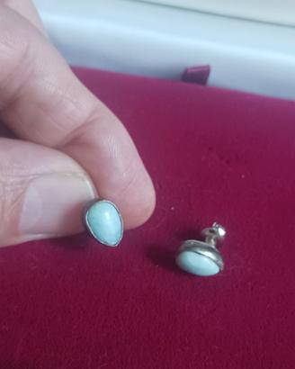 Orecchini in argento con pietra turchese (Larimar)