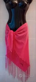 Pareo Gattinoni fucsia con frange e perline