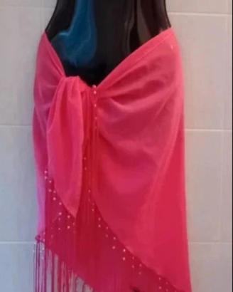 Pareo Gattinoni fucsia con frange e perline