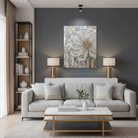 Quadro Moderno Materico Fiore Rilievo 3D Dipinto