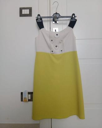 Abito 1-ONE mini dress panna e lime con a