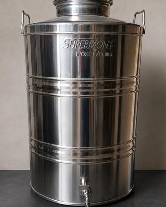Serbatoio acciaio inox  100lt piu base in ferro