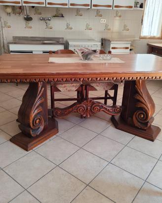 Tavolo in legno noce massello + set 6 sedie