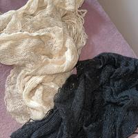 Sciarpe bianco nero fatte a mano con lurex