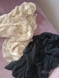 Sciarpe bianco nero fatte a mano con lurex