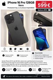 📱 iPhone 16 Pro 128GB Nero – PREZZO BOMBA!