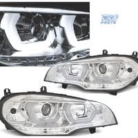 FARI BMW X5 E70 07-13 LED OCCHI ANGEL CROMATI