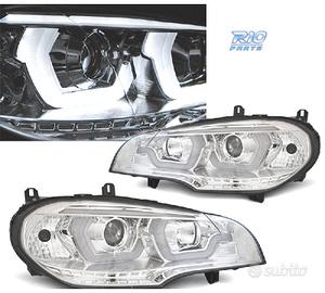 FARI BMW X5 E70 07-13 LED OCCHI ANGEL CROMATI