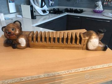 Porta CD in legno a forma di gatto