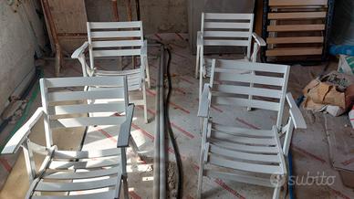 Set 4 sedie da giardino pieghevoli in legno 
