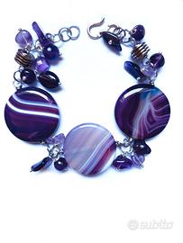 bracciale con grandi pietre ed ametiste naturali