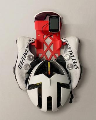 Supporto parete bici con accessori ciclismo