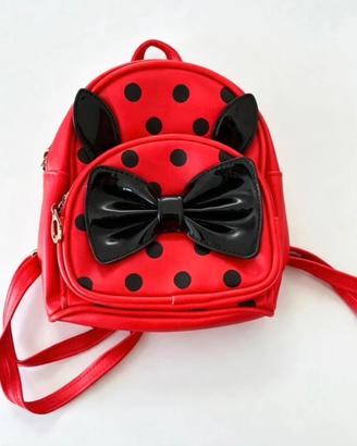 zainetto rosso e nero a pois com fioccl lucido